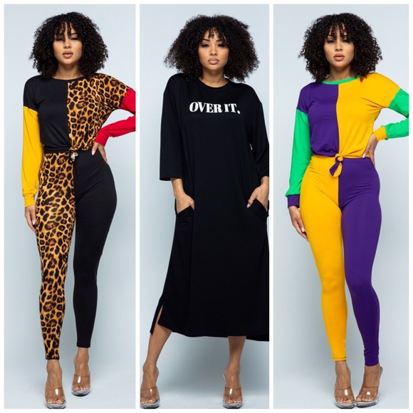 Leopard Color Block Pants Set - Picture 2 of 2